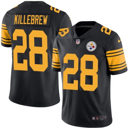 wholesale Steelers #28 Miles Killebrew Black Men's Stitched NFL Limited Rush Jersey