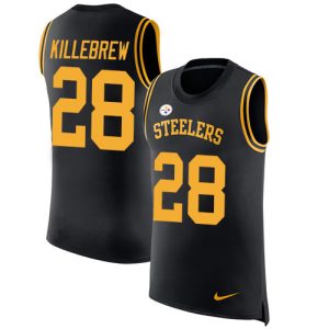 Steelers #28 Miles Killebrew Black Team Color Men's Stitched NFL Limited Rush Tank Top Jersey