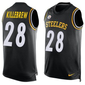 steelers #28 miles killebrew black team color men's stitched nfl limited tank top wholesale jersey