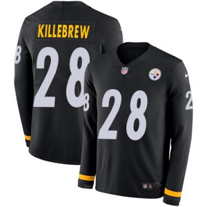 Steelers #28 Miles Killebrew Black Team Color Stitched NFL Limited Therma Long Sleeve Jersey