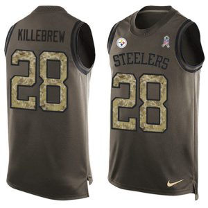 Steelers #28 Miles Killebrew Green Men's Stitched NFL Limited Salute To Service Tank Top Jersey