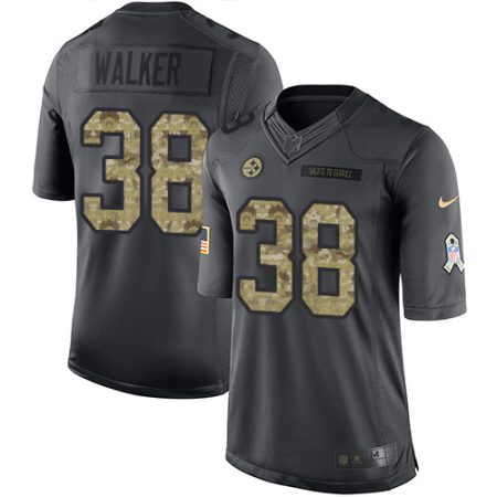 Steelers #38 Mykal Walker Black Men's Stitched NFL Limited 2016 Salute to Service Jersey