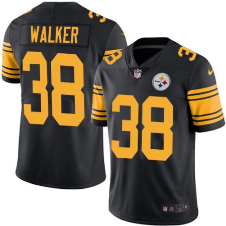 wholesale Steelers #38 Mykal Walker Black Men's Stitched NFL Limited Rush Jersey