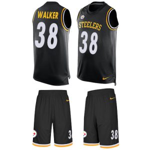 Steelers #38 Mykal Walker Black Team Color Men's Stitched NFL Limited Tank Top Suit Jersey