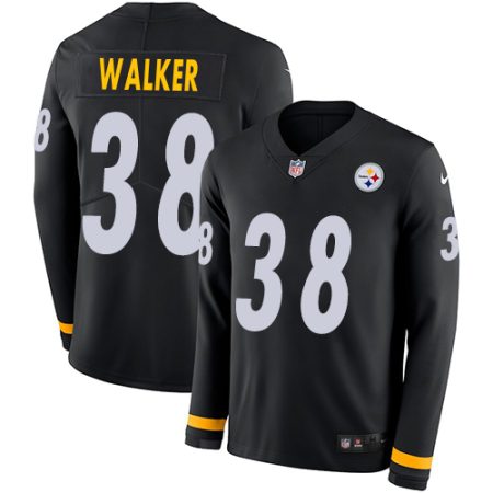 Steelers #38 Mykal Walker Black Team Color Men's Stitched NFL Limited Therma Long Sleeve Jersey