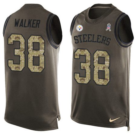 Steelers #38 Mykal Walker Green Men's Stitched NFL Limited Salute To Service Tank Top Jersey