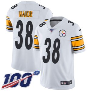 wholesale Steelers #38 Mykal Walker White Men's Stitched NFL 100th Season Vapor Limited Jersey