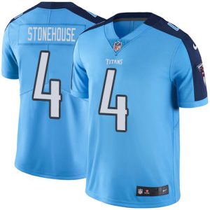 Titans #4 Ryan Stonehouse Light Blue Men's Stitched NFL Limited Rush Jersey