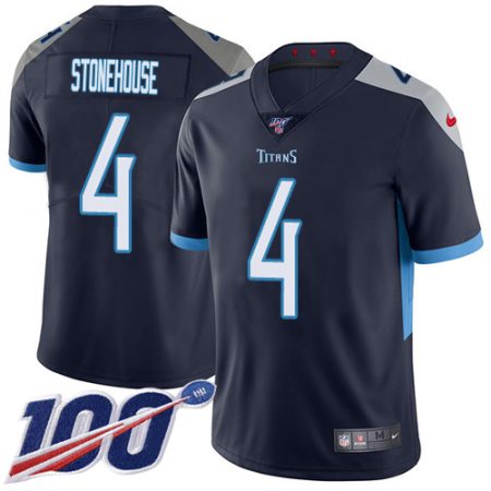 titans #4 ryan stonehouse navy blue team color men's stitched nfl 100th season vapor limited cheap jersey