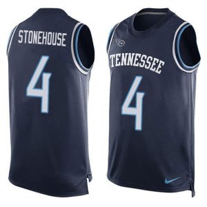 Titans #4 Ryan Stonehouse Navy Blue Team Color Men's Stitched NFL Limited Tank Top Jersey