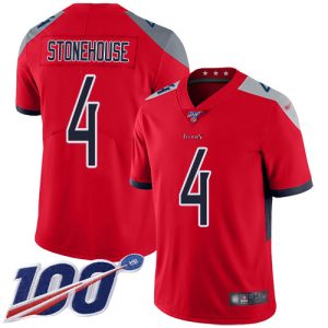 Titans #4 Ryan Stonehouse Red Men's Stitched NFL Limited Inverted Legend 100th Season Jersey