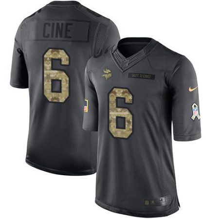 Vikings #6 Lewis Cine Black Men's Stitched NFL Limited 2016 Salute To Service Jersey