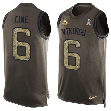 Vikings #6 Lewis Cine Green Men's Stitched NFL Limited Salute To Service Tank Top Jersey