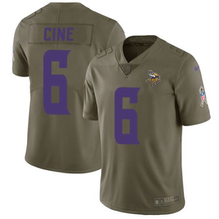 Vikings #6 Lewis Cine Olive Men's Stitched NFL Limited 2017 Salute To Service Jersey