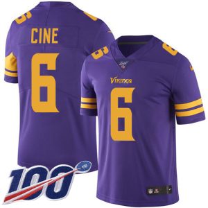 vikings #6 lewis cine purple men's stitched nfl limited rush 100th season wholesale jersey