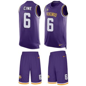 Vikings #6 Lewis Cine Purple Team Color Men's Stitched NFL Limited Tank Top Suit Jersey