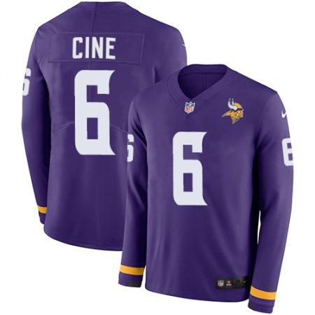 vikings #6 lewis cine purple team color men's stitched nfl limited therma long sleeve cheap jersey