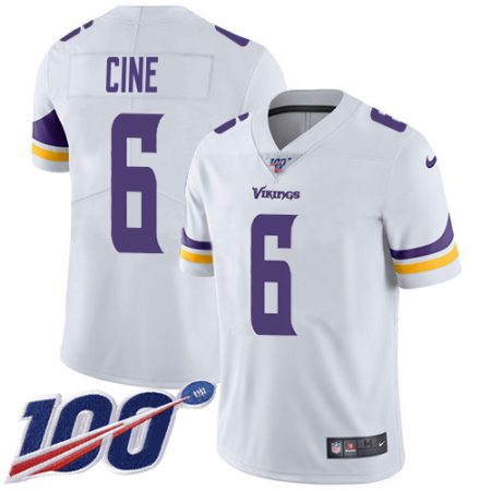 Vikings #6 Lewis Cine White Men's Stitched NFL 100th Season Vapor Limited Jersey