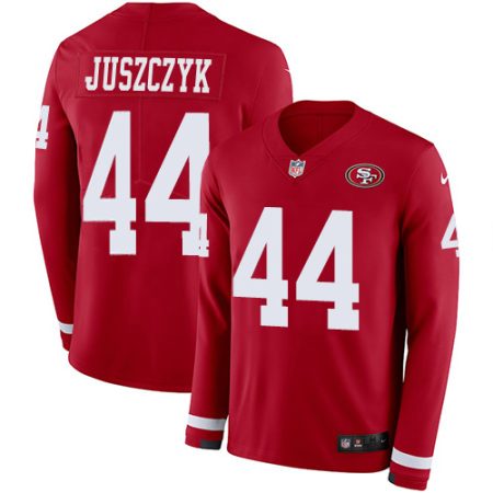 49ers #44 Kyle Juszczyk Red Team Color Men's Stitched NFL Limited Therma Long Sleeve Jersey