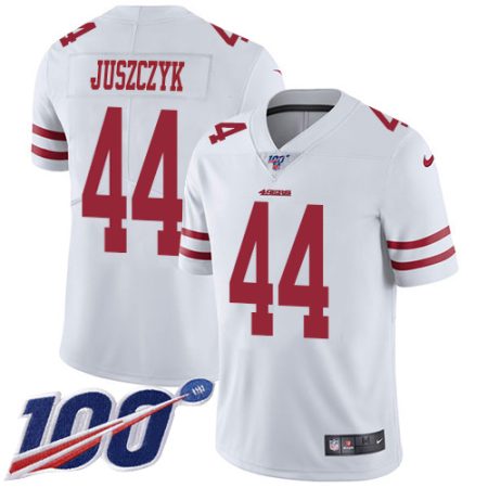 49ers #44 Kyle Juszczyk White Men's Stitched NFL 100th Season Vapor Limited Jersey