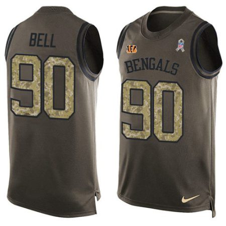 Bengals #90 Travis Bell Green Men's Stitched NFL Limited Salute To Service Tank Top Jersey