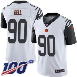 Bengals #90 Travis Bell White Men's Stitched NFL Limited Rush 100th Season Jersey