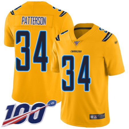 Chargers #34 Jaret Patterson Gold Men's Stitched NFL Limited Inverted Legend 100th Season Jersey