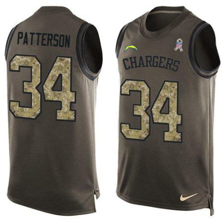 chargers #34 jaret patterson green men's stitched nfl limited salute to service tank top cheap jersey