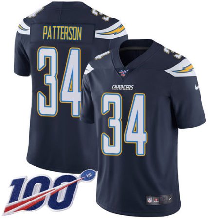 Chargers #34 Jaret Patterson Navy Blue Team Color Men's Stitched NFL 100th Season Vapor Limited Jersey