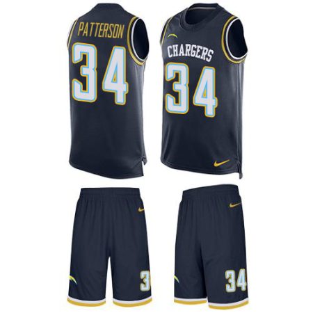 chargers #34 jaret patterson navy blue team color men's stitched nfl limited tank top suit wholesale jersey