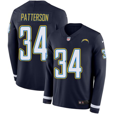 wholesale Chargers #34 Jaret Patterson Navy Blue Team Color Men's Stitched NFL Limited Therma Long Sleeve Jersey