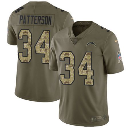 Chargers #34 Jaret Patterson Olive/Camo Men's Stitched NFL Limited 2017 Salute To Service Jersey