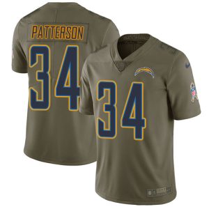 wholesale Chargers #34 Jaret Patterson Olive Men's Stitched NFL Limited 2017 Salute to Service Jersey