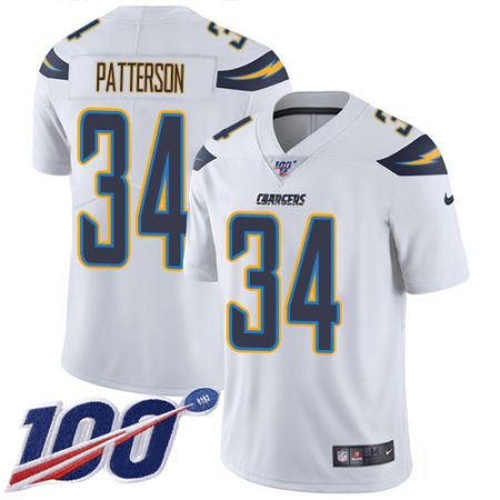 Chargers #34 Jaret Patterson White Men's Stitched NFL 100th Season Vapor Limited Jersey