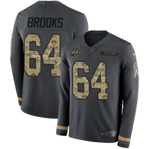 Commanders #64 Mason Brooks Anthracite Salute to Service Men's Stitched NFL Limited Therma Long Sleeve Jersey