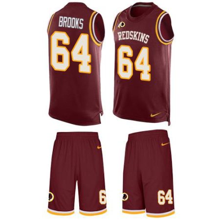 Commanders #64 Mason Brooks Burgundy Red Team Color Men's Stitched NFL Limited Tank Top Suit Jersey