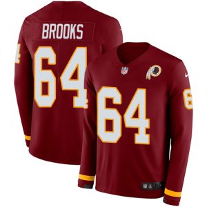 commanders #64 mason brooks burgundy red team color men's stitched nfl limited therma long sleeve cheap jersey