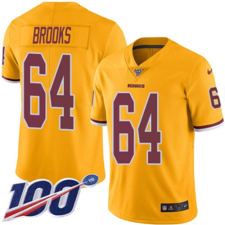 Commanders #64 Mason Brooks Gold Men's Stitched NFL Limited Rush 100th Season Jersey