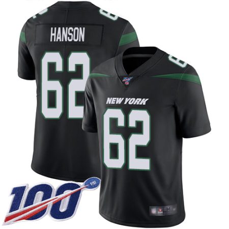 Jets #62 Jake Hanson Black Alternate Men's Stitched NFL 100th Season Vapor Untouchable Limited Jersey