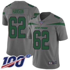 Jets #62 Jake Hanson Gray Men's Stitched NFL Limited Inverted Legend 100th Season Jersey