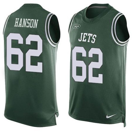 Jets #62 Jake Hanson Green Team Color Men's Stitched NFL Limited Tank Top Jersey