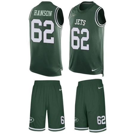 Jets #62 Jake Hanson Green Team Color Men's Stitched NFL Limited Tank Top Suit Jersey