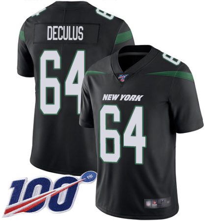 Jets #64 Austin Deculus Black Alternate Men's Stitched NFL 100th Season Vapor Untouchable Limited Jersey