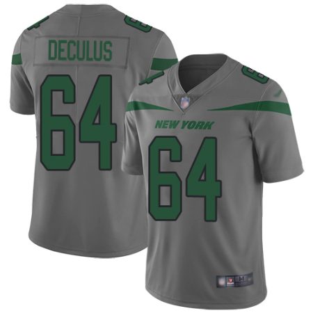 Jets #64 Austin Deculus Gray Men's Stitched NFL Limited Inverted Legend Jersey