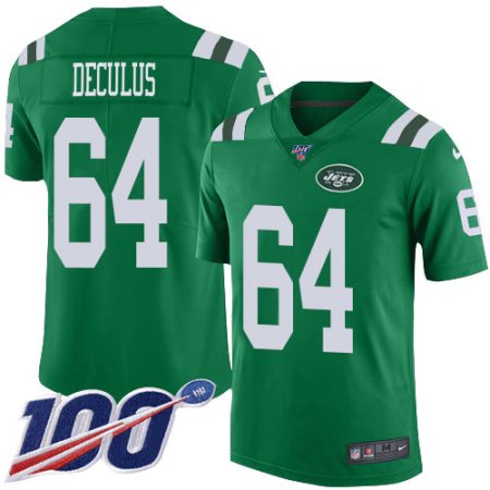 Jets #64 Austin Deculus Green Men's Stitched NFL Limited Rush 100th Season Jersey