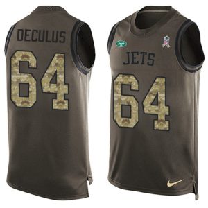 Jets #64 Austin Deculus Green Men's Stitched NFL Limited Salute To Service Tank Top Jersey