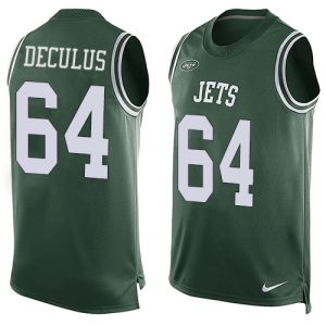 cheap Jets #64 Austin Deculus Green Team Color Men's Stitched NFL Limited Tank Top Jersey