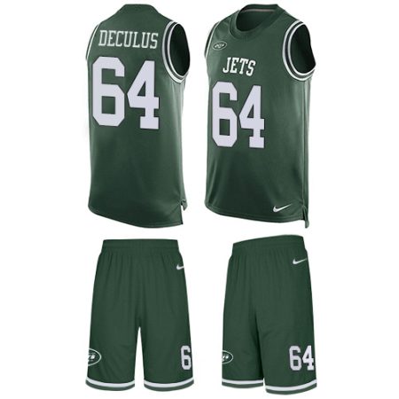 Jets #64 Austin Deculus Green Team Color Men's Stitched NFL Limited Tank Top Suit Jersey