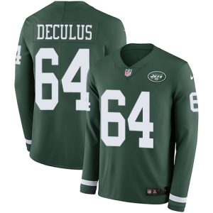 jets #64 austin deculus green team color men's stitched nfl limited therma long sleeve cheap jersey