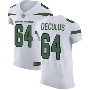 wholesale Jets #64 Austin Deculus White Men's Stitched NFL Vapor Untouchable Elite Jersey